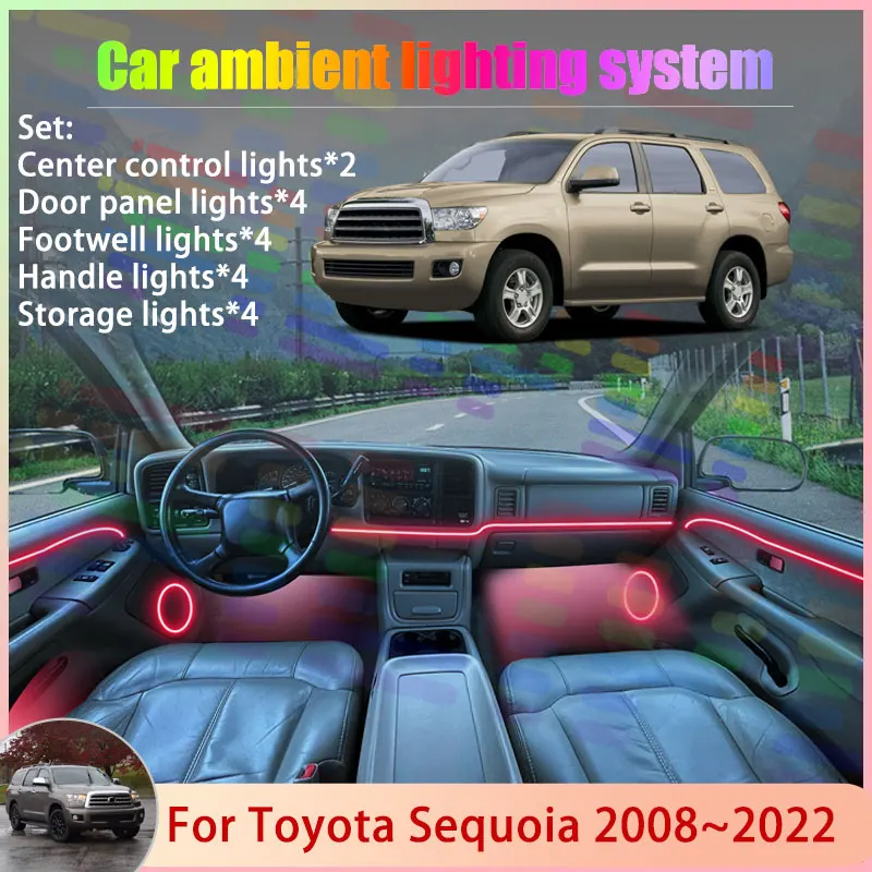 

Для Toyota Sequoia XK60 MK2 2008 ~ 2022 2009 2010 2/18 в 1 автомобильный атмосферный светильник RGB абажур ансамбль стример атмосферный набор
