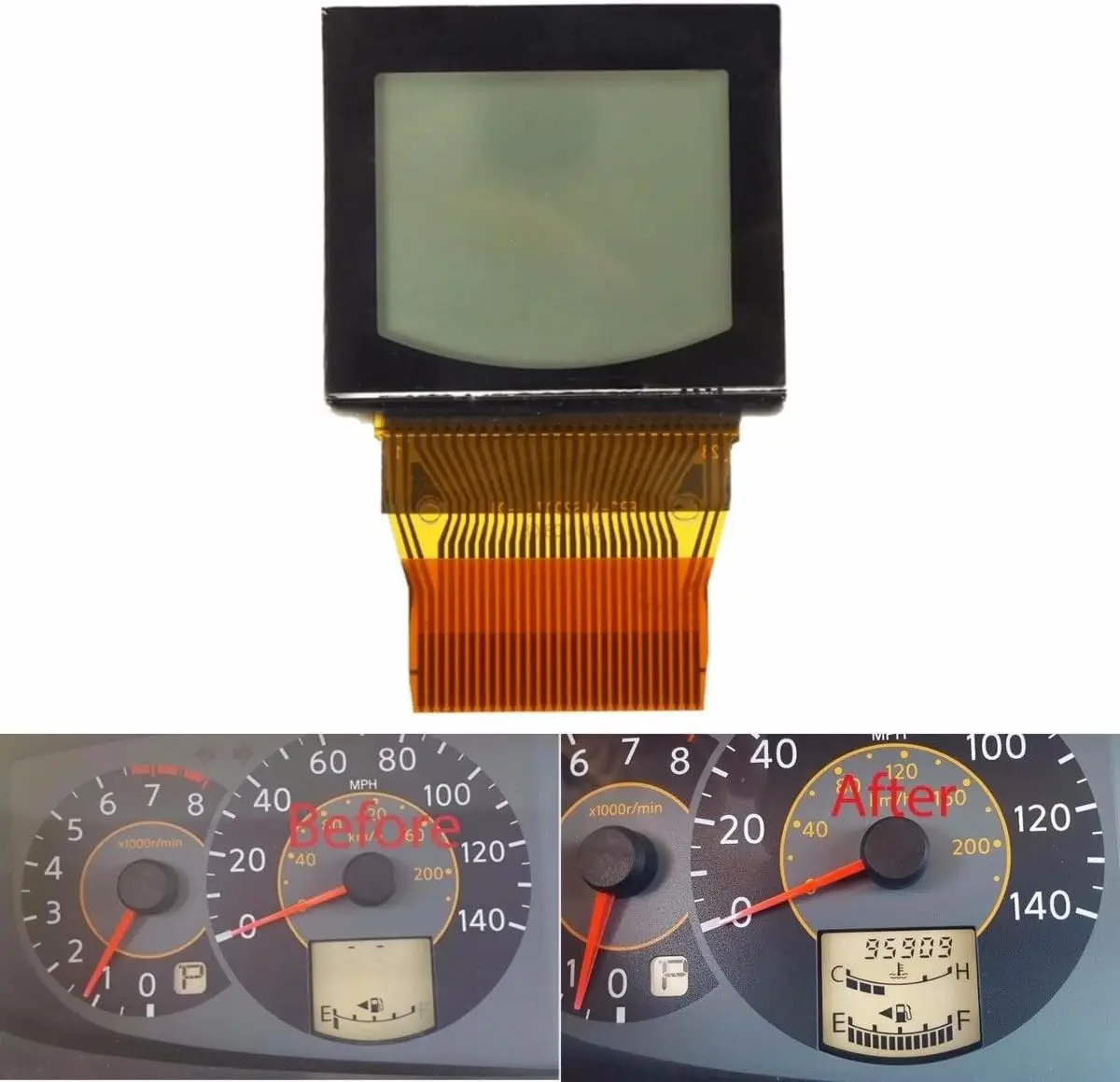 Instrument Cluster LCD Display with Bonded Ribbon Cable For Nissan Quest 2004-2006 Speedometer Gauge