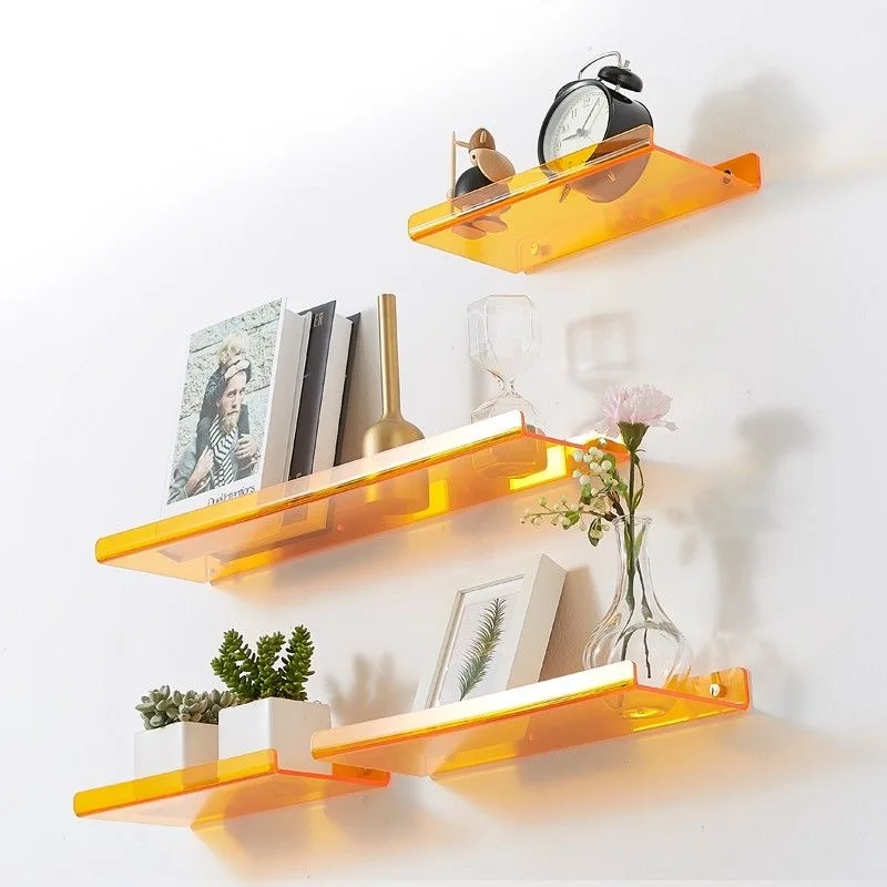 Colorful Acrylic Wall Hanging Shelves Living Room Flower Pots Plant Magazines Books Dolls Decorative Storage Rack Display Rack