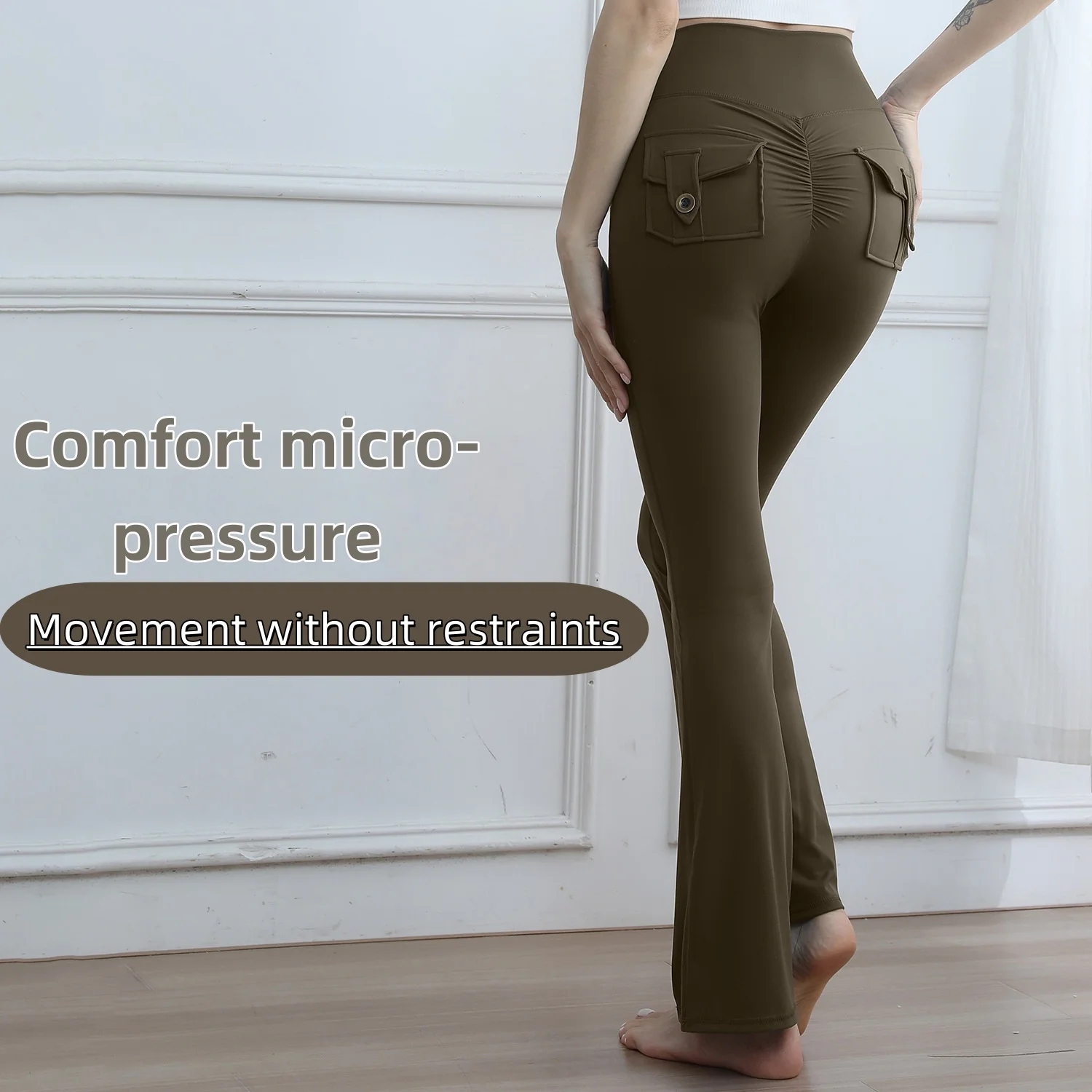 

Women's High Waist Yoga Leggings with Pockets - Naked Feeling Wide Leg Workout Tights, Butt Lift Stretchy Fitness Activewear for