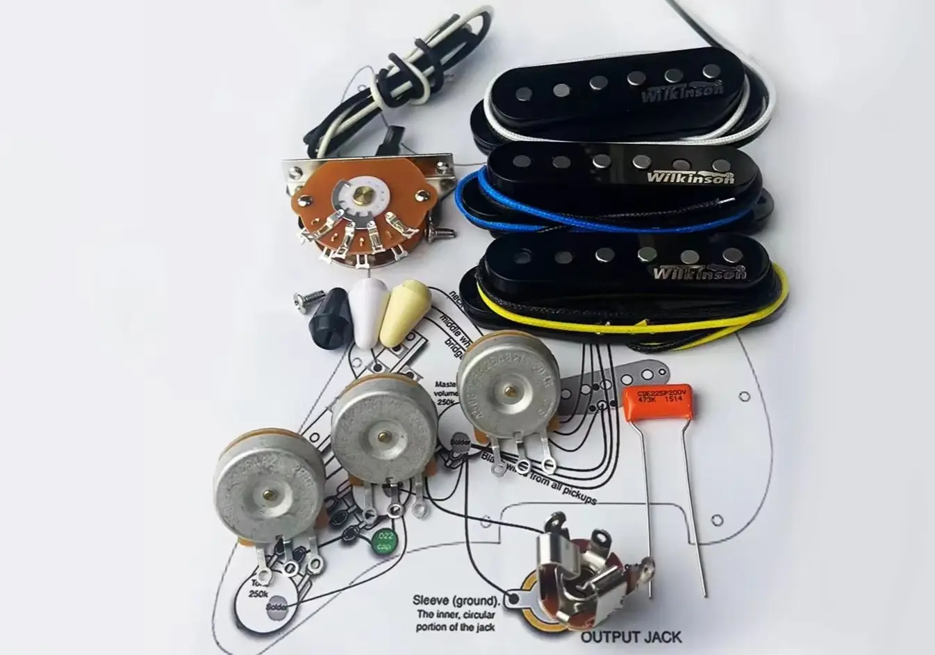 

Гитарный звукосниматель Wilkinson WVS 60's Alnico5 SSS Single Coil с комплектом проводки для потенциометров, 1 комплект