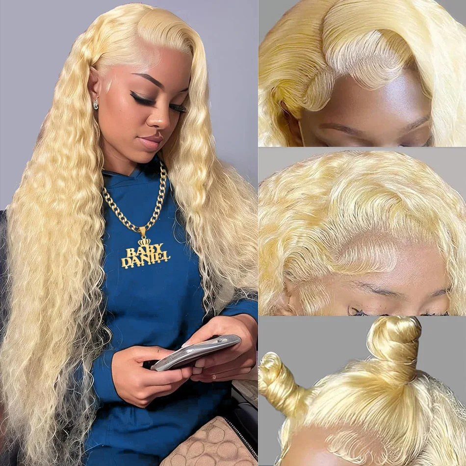 

Blonde 613 Human Hair Wig 13X6 Deep Wave 30 32 Inch Hd Lace Frontal Wigs Brazilian 13X4 Curly Colored Perruques Cheveux Humains