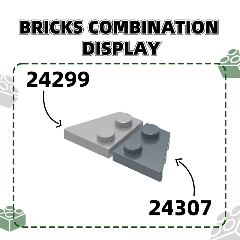 WANGE 24299 50g/100 pcs Wedge Plate 2 X 2 Left Block Moc Accessories Creativity with Brick DIY Children's Toy Assembly Parts