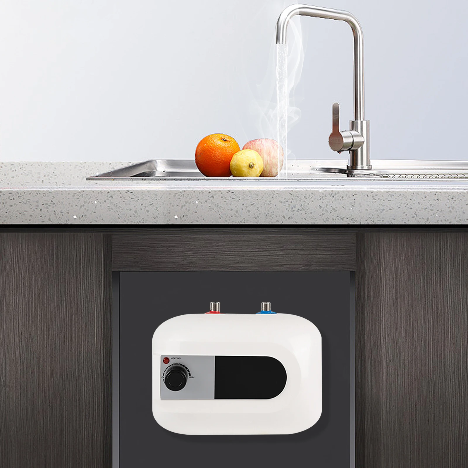 

6L Mini-Tank Water Heater 110V 1500W Under Sink Storage Type with Safety Valve for Bathroom/Kitchen/RV