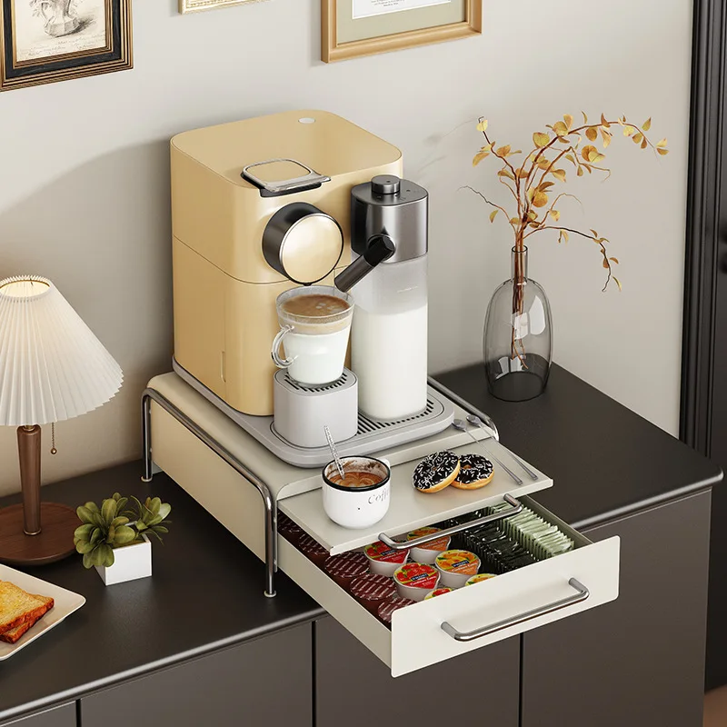 YFY  white coffee capsule storage box with pull-out plate coffee machine storage rack