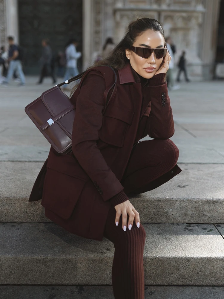 سترة صوفية غير رسمية المرأة الخريف الترفيه نسخة V-ne ملابس العمل سترات وظيفية لا زر لون نقي تخفيف Sle