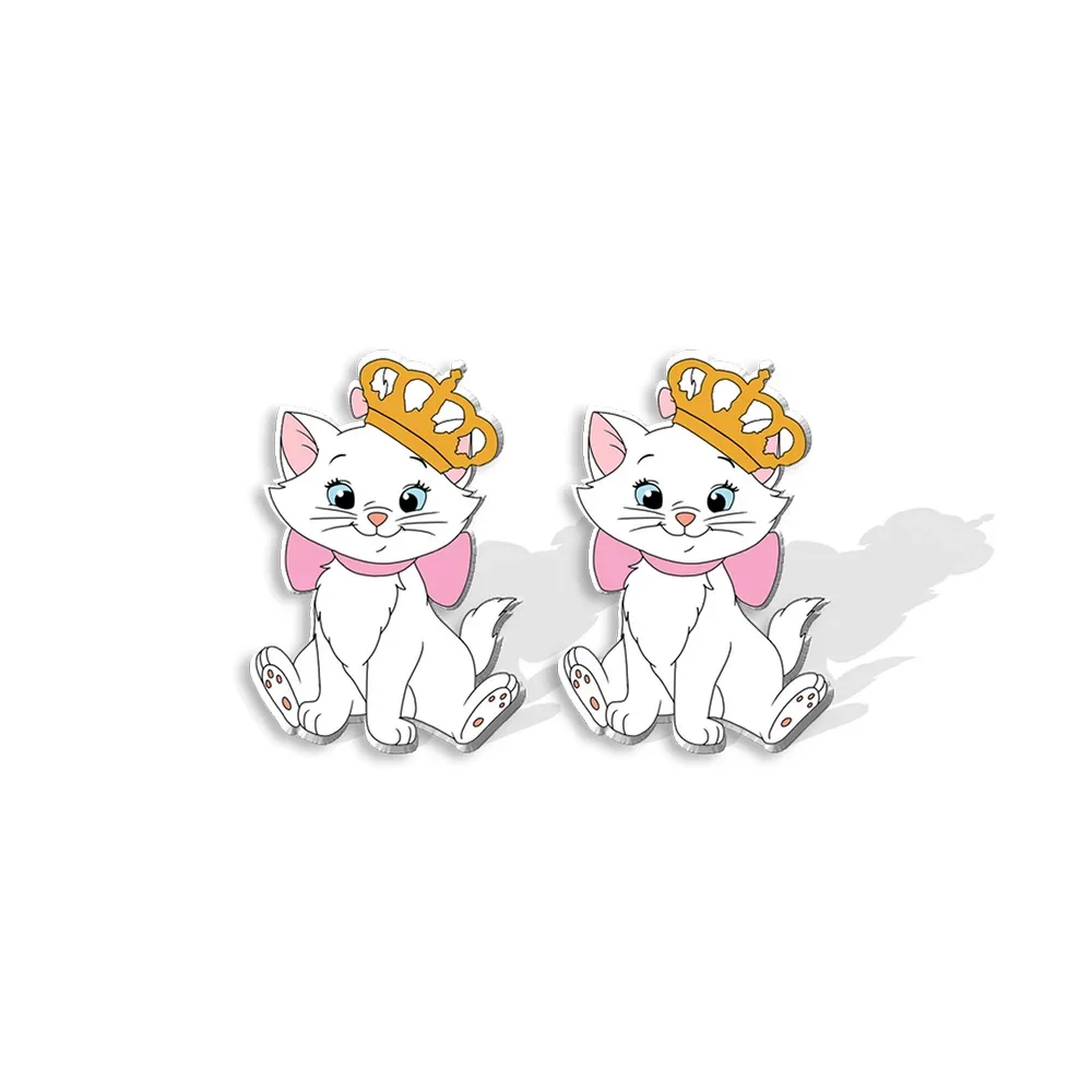 Disney Trend Stud Earring for Women Marie Anime Jewelry Accessories Cartoon Mary Cat Earrings Girls Kids Birthday Christmas Gift