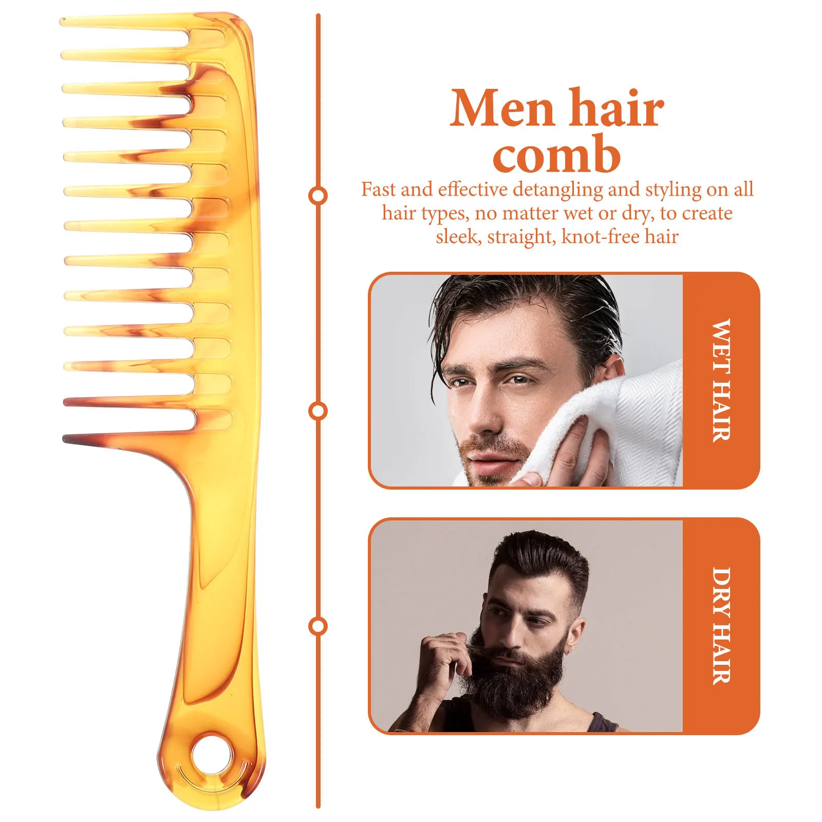 

1 комплект, мужской пластиковый набор расчесок для волос с широкими зубцами, нежно скользящий, антифрикционный, безопасное использование для укладки волос, набор расчесок