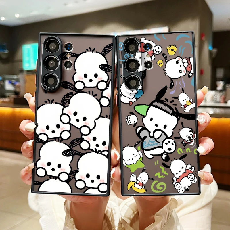 Cute Pacha Dog Sanrio Frosted Translucent For Samsung Galaxy S24 S23 S22 S21 S20 FE S10 S9 S8 Plus Ultra Pro 5G Soft Phone Case