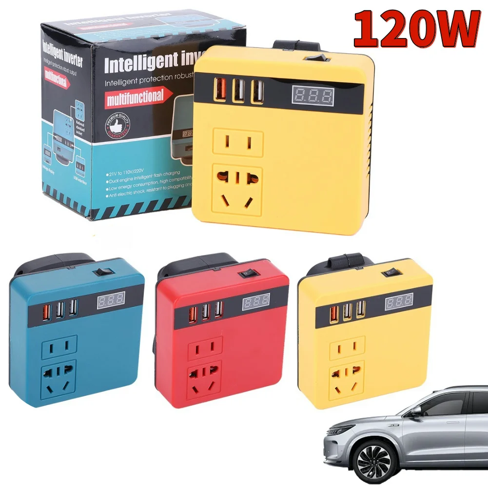 120W Multi-Function Household Smart Transformer Electric Tool Battery Inverter DC 18V-21V To AC 220V for DeWalt Makita Milwaukee