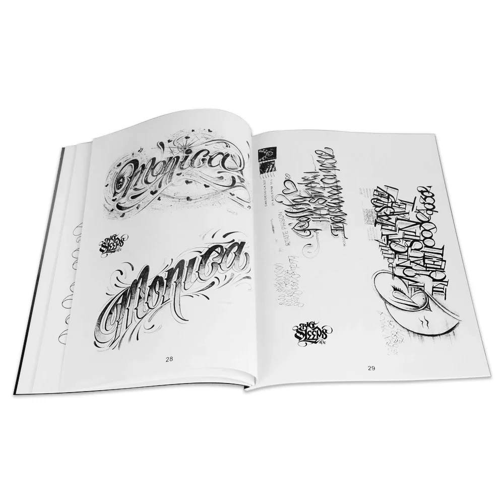 Forniture per tatuaggi Libro di caratteri inglesi Lettera inglese popolare Modello americano Manoscritto Figura formato A4 per principianti di