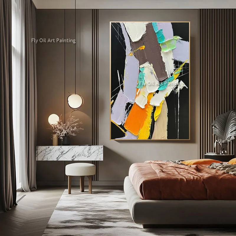 New Design Handpainted Bold Color Abstract Oil Painting Original Large Impasto Palette Knife Wall Art On Canvas For Decor