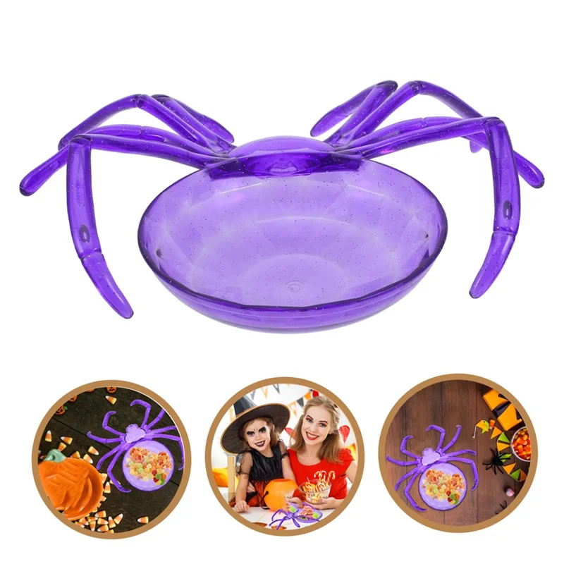 

ABZC-Halloween Spider-Themed Candy Dish Fruit Plate Simulated Bowl 5Pcs Food Tray Cookie Packaging Basket