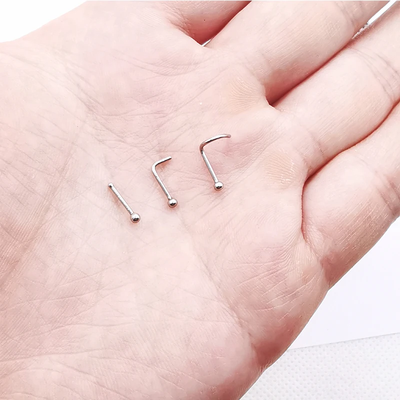 10/20/50 Pcs Stainless Steel Nose Studs Ring Screw Bar Bone Nostrils Rings Body Piercing Jewelry Wholesale