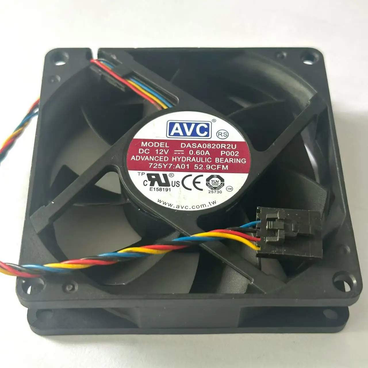 

AVC DASA0820R2U P002 DC 12V 0.60A 4-Wire 80x80x20mm Server Cooling Fan