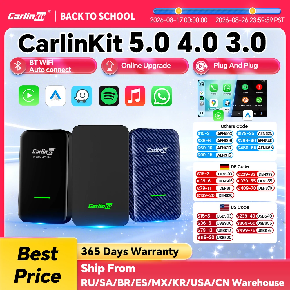 Image of CarlinKit 5.0 4.0 3.0 CarPlay Wireless Dongle Aktivator Auto-Connect für Audi Porsche Benz VW Volvo Toyota Plug&Play MP4 MP5 Play