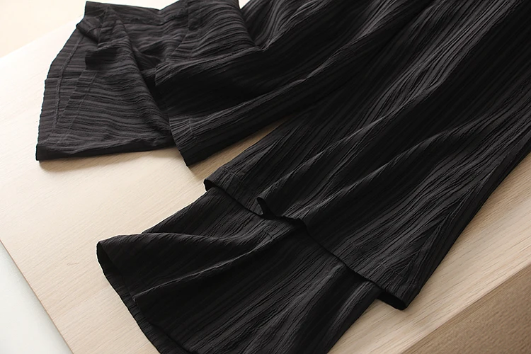 Design Sensation Pantaloni casual Donna Autunno Inverno Gamba dritta Street Sle Bla Pantaloni a gamba larga testurizzati a nove punti