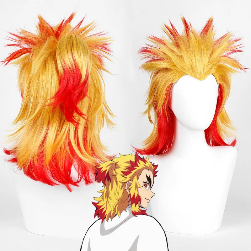 

New anime COS wig yellow-red gradient cosplay