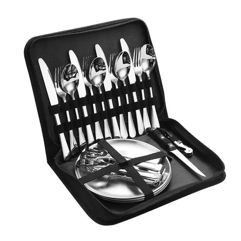 Camping Kitchen Gear Gold Stainless Steel Cutlery Stainless Steel Set Tableware Cutlery Set Luxury Silver Camping Cutlery Set