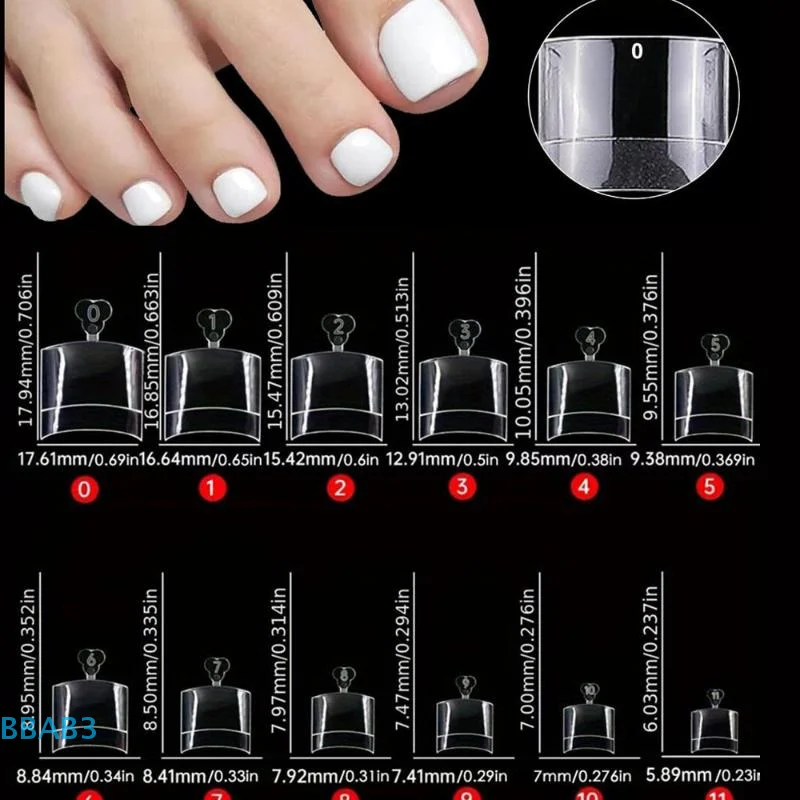 【B】120/240 قطعة أطراف أظافر وهمية شفافة نصف غطاء لأظافر القدم للباديكير المربعة اضغط على أظافر القدم للنساء لصالونات الأظافر DIY #3