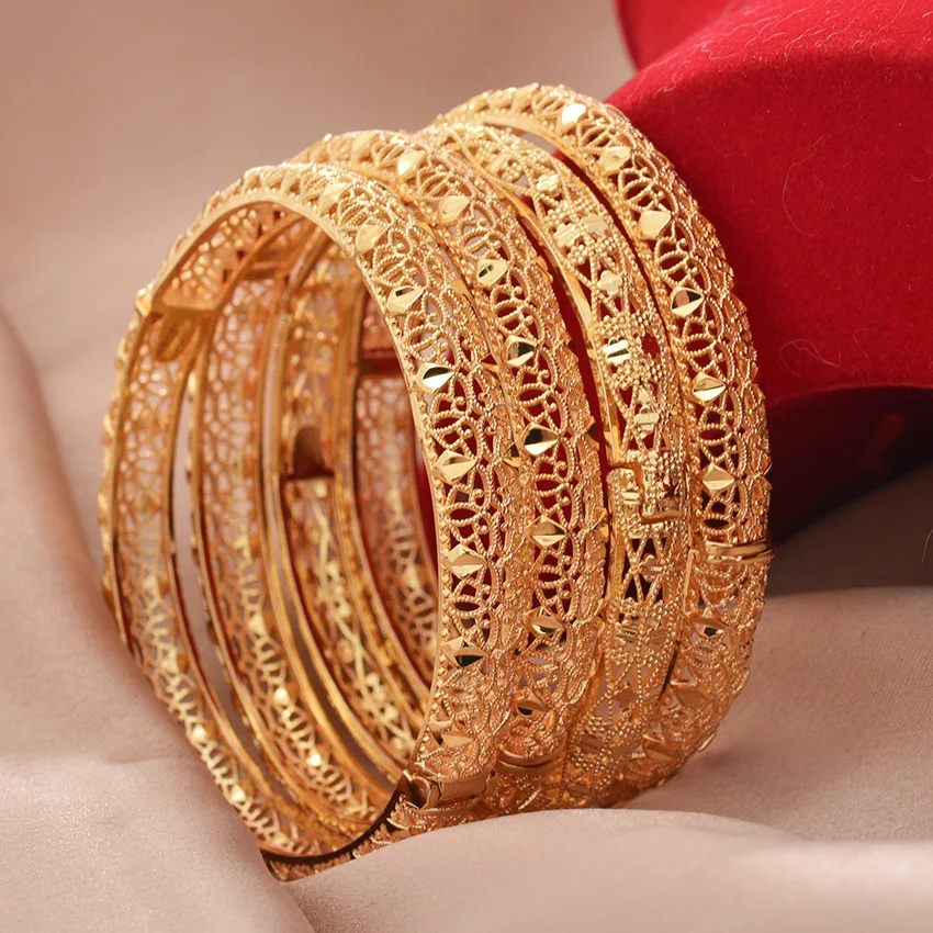 

Dubai Bangles Bracelet Ethiopian Luxury Dubai Gold Color Bangles For Women Bijoux Femme African Middle East Jewelry