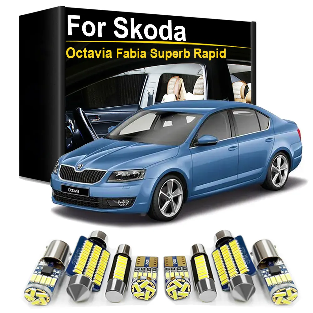 Kit Luci LED Interne Canbus per Skoda Octavia Superb Fabia Rapid 1 2 3 Karoq Yeti Kodiaq Citigo Kamiq Roomster Senza Errori