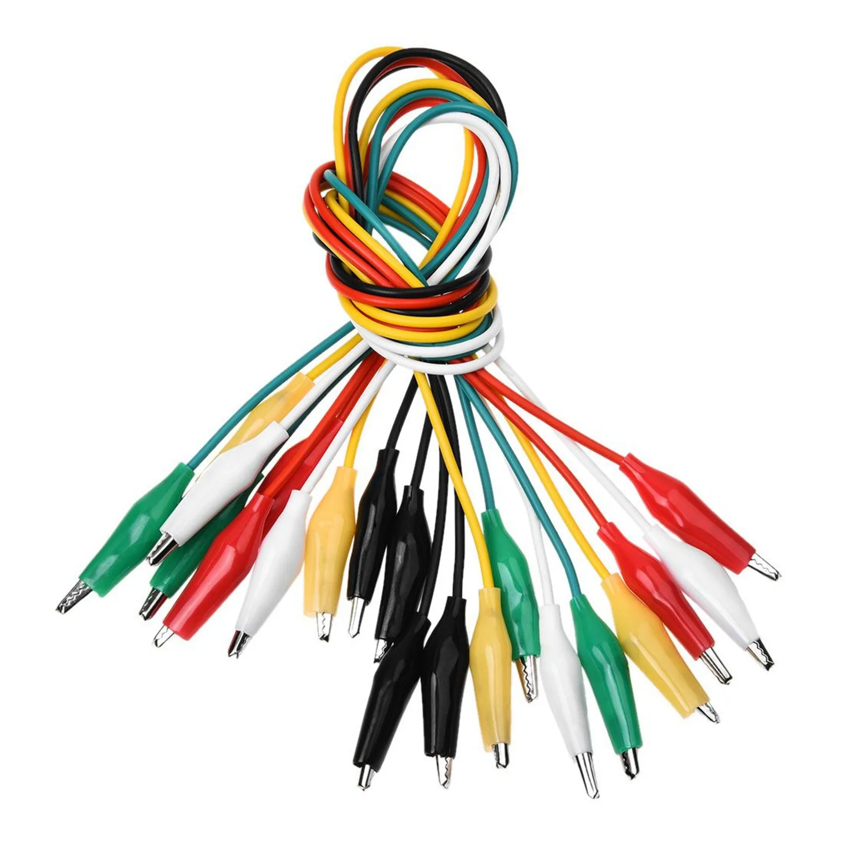 B14C 50Pcs 5-Colors Double Ended Alligator Clips Test Lead Jumper Wire 50Cm