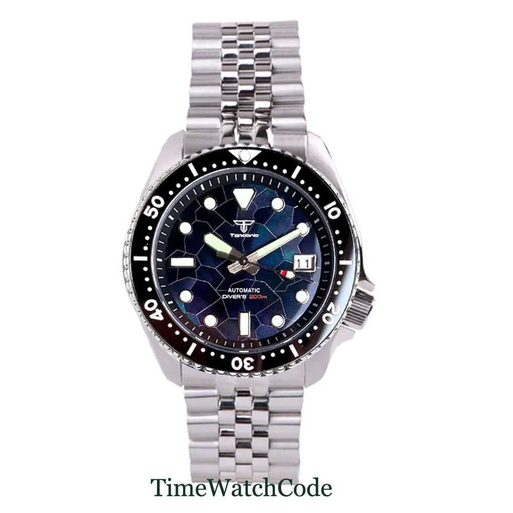 

Tandorio Diving Automatic Watch for Men NH35 316L Bracelet Sapphire Crystal Mother of Pearl 200m Waterproof reloj hombre 41mm