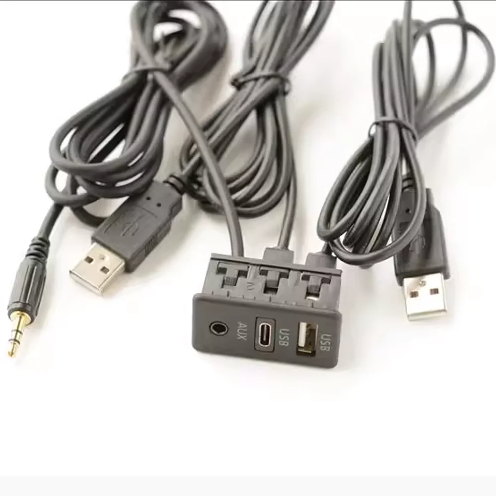 

Автоматический удлинитель 3 в 1, автомобильный кабель питания USB, интерфейс Aux Type-C, кабель адаптера питания, модификация автомобильного питания