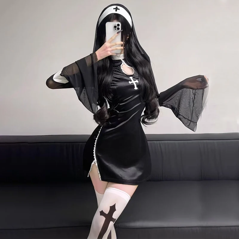 Halloween Costumes For Women Nun Cosplay Dress Gothic Sexy Tempting Uniform  Party Performance Clothing Horror Movie Prop - AliExpress