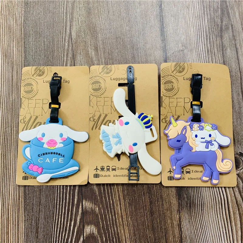 Kawaii Luggage Tag Travel Accessories Sanrio Cartoon Cinnamoroll Suitcase Baggage Portable Label Wholesale