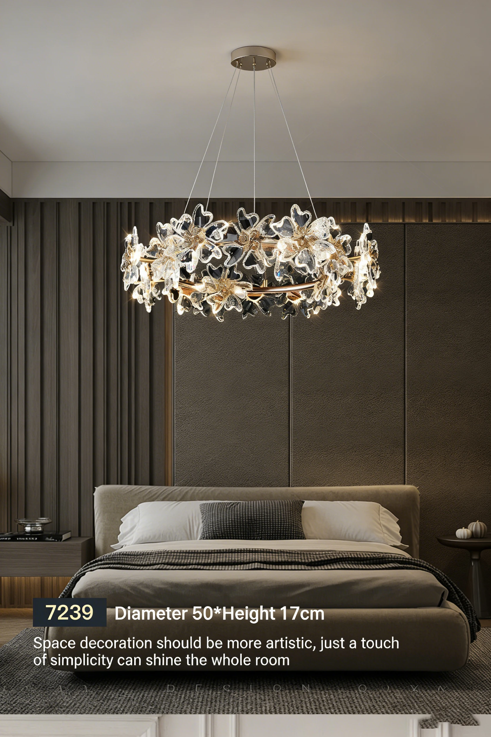 

REVEN люстра в американском стиле, дизайнерская хрустальная четырехлистная клеверная блестящая латунь, регулируемая высота, подвесной светильник с регулируемой яркостью для Vill