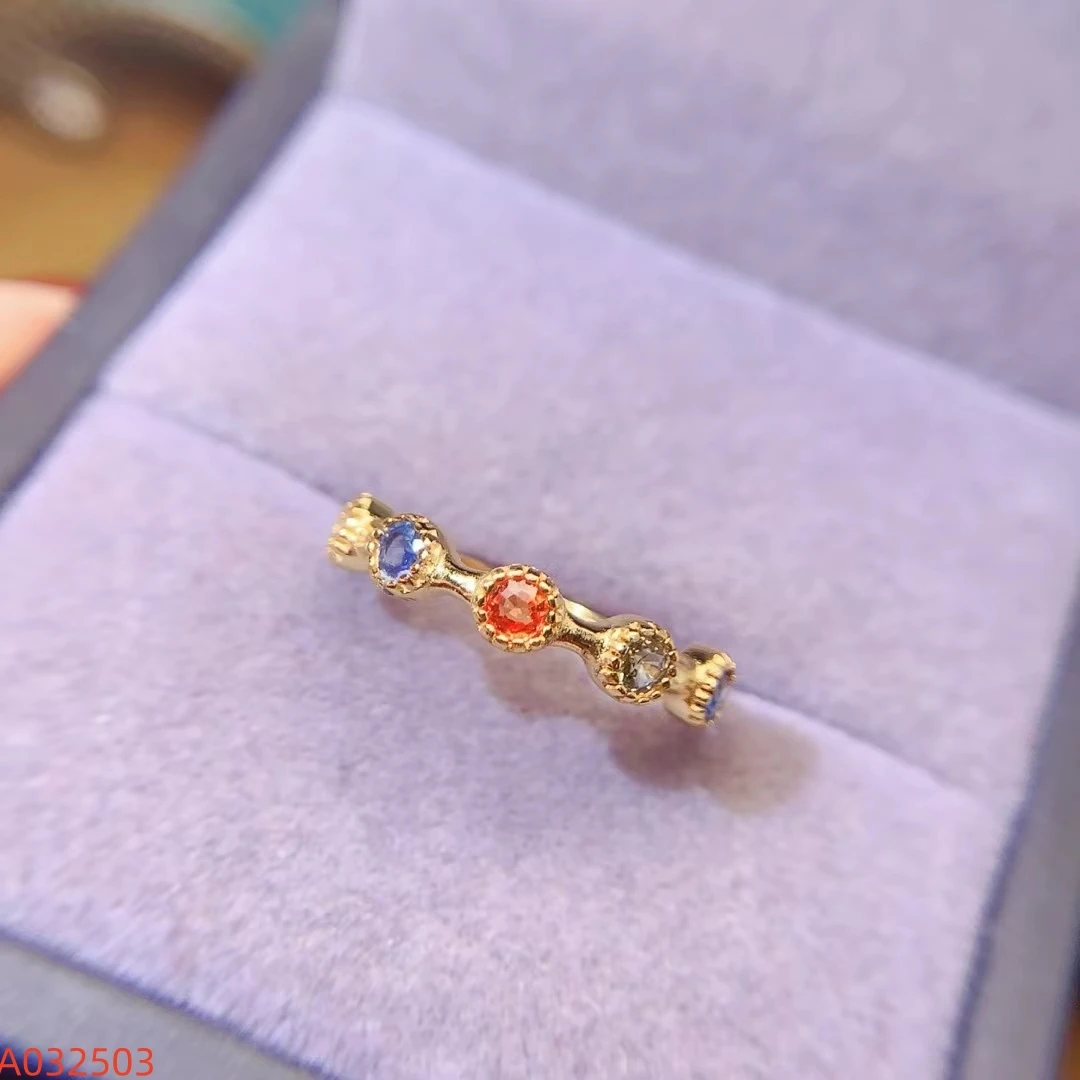 

KJJEAXCMY Elegant Women's Colorful Sapphire Ring Natural High-Quality S925 Pure Silver with Exquisite Inlay Support Testing