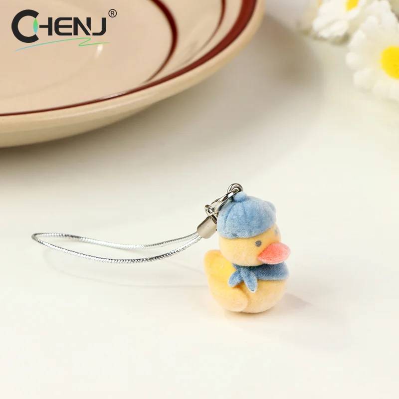 Cartoon Flocking Duck Phone Lanyard Cute Little Duck Pendant Mobile Phone Strap Keychain For Girls Cell Phone Chain Accessories