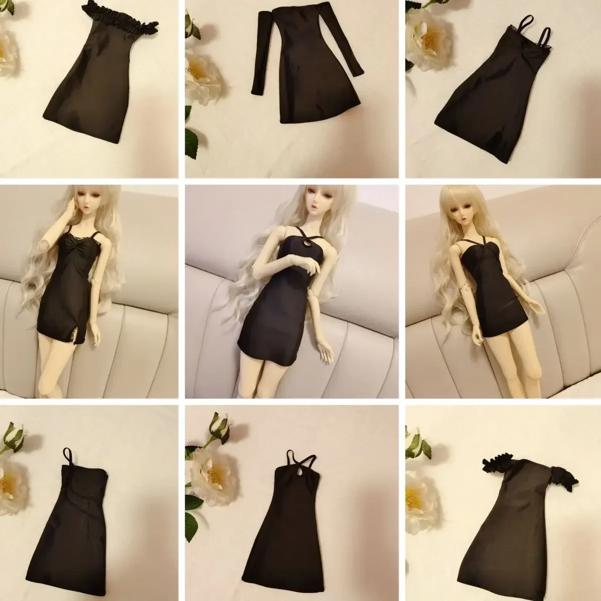 

(Customized) 60cm Doll's Clothes for 1/3 Bjd Doll Diy Dress Up Black Skirt Changing Dress Girl Toys Doll Accessories,no doll