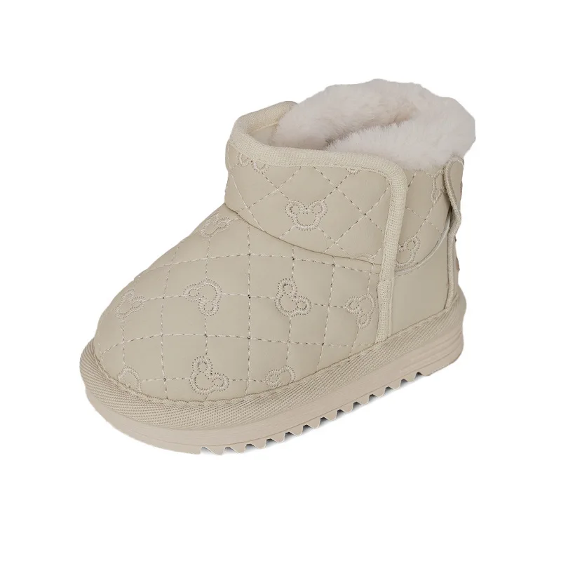 Kid Snow Boot Winter Girl Short Boots with Plush High Top Boy Cotton Boot Cute Home Shoe Warm Walking Shoe Padded Boot Kid Shoe