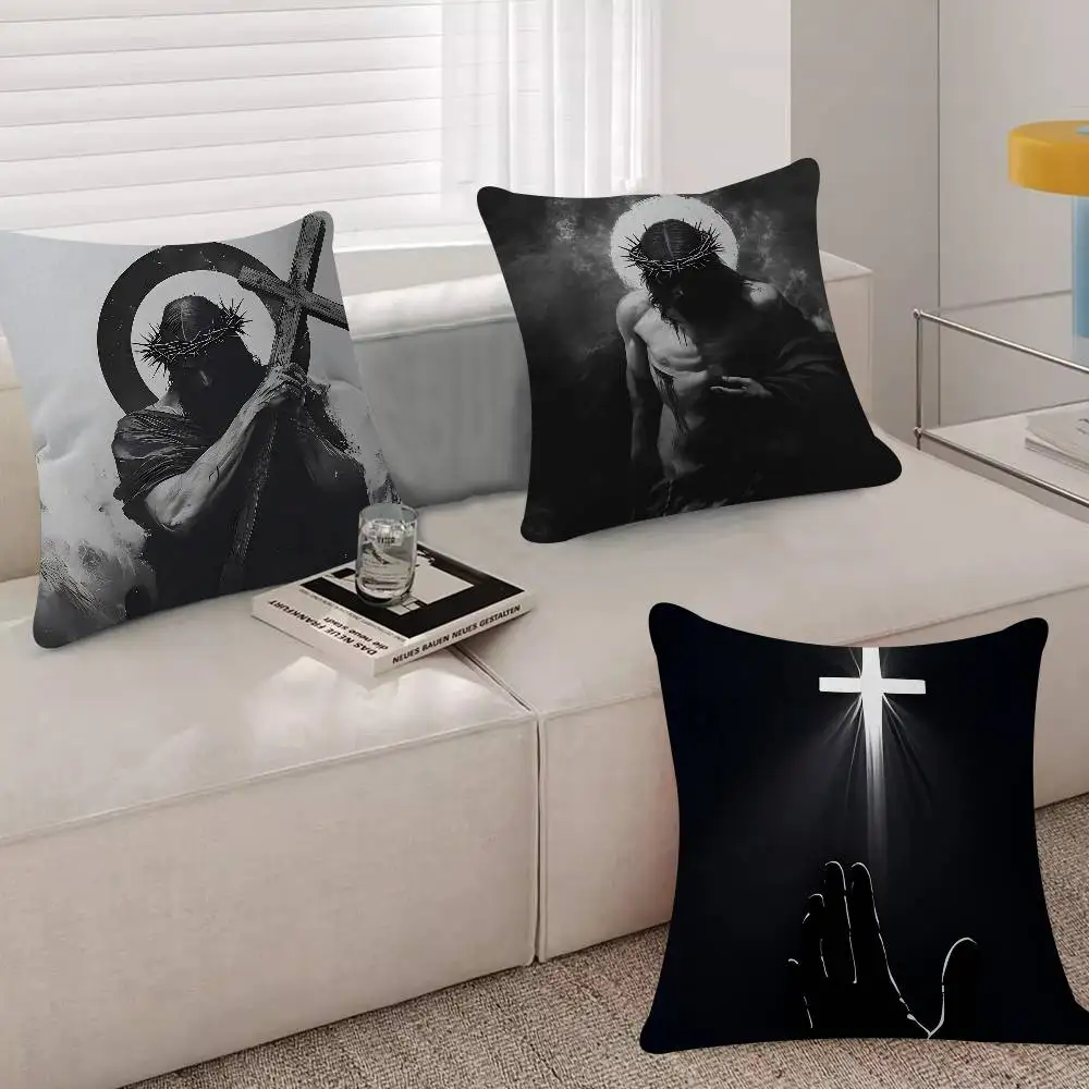 Son Of God Jesus Cross Holy Light Pillowcase Toon Gift Cushion Cover Bedroom Home Sofa Chair Seat Decor Pillow Case