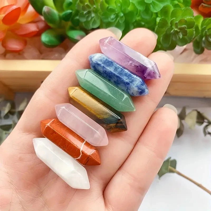 Juego de piedras naturales de cristal y curación, piedras de equilibrio de chakras, Astrología Espiritual, Yoga, energía, Reiki, curación, piedra de cristal F, 7 piezas por juego