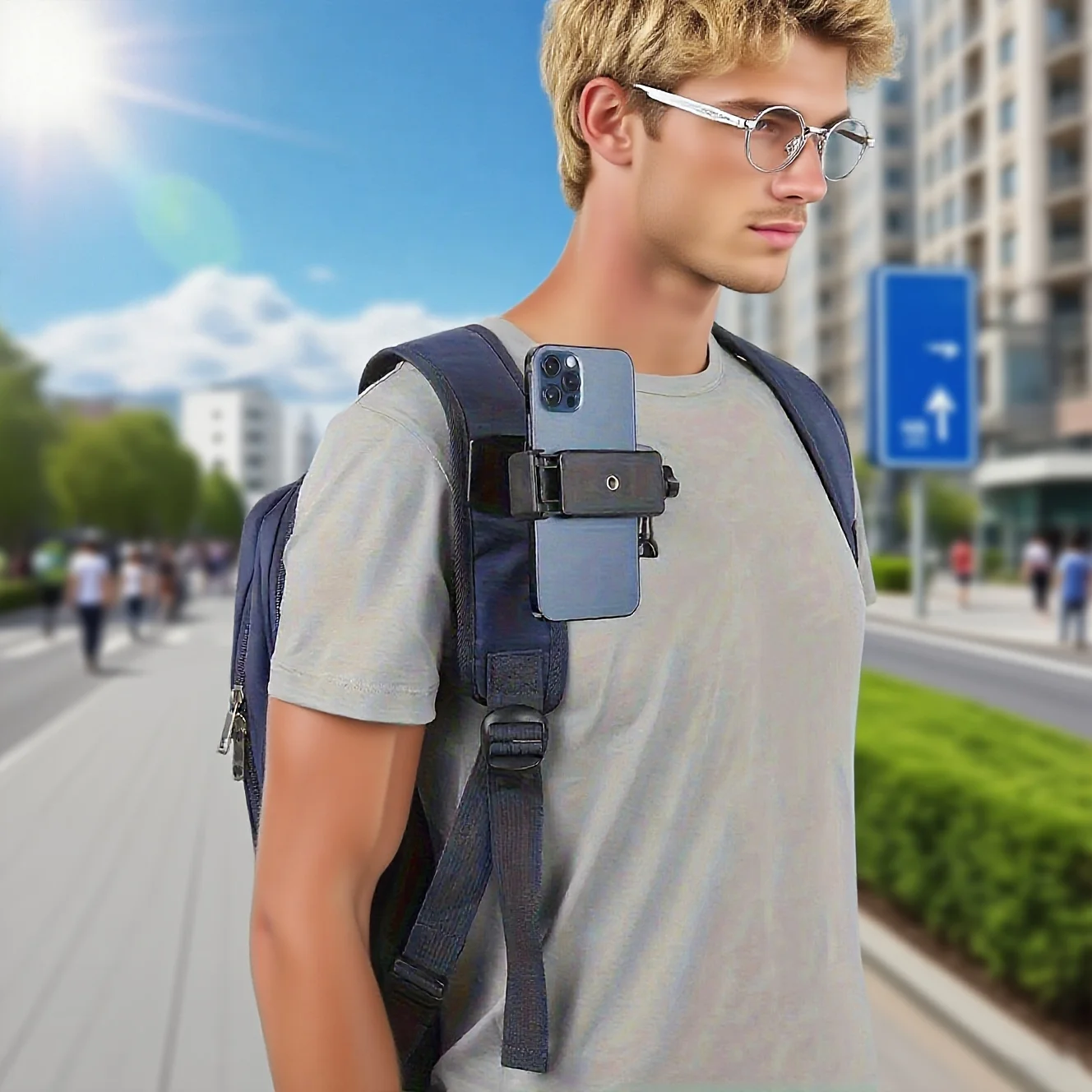 

Adjustable ABS Shoulder Mount Clip Phone Tripod for IPhone 15 14 13 Samsung Outdoor Live Selfie Stand Holder for Backpack Strap