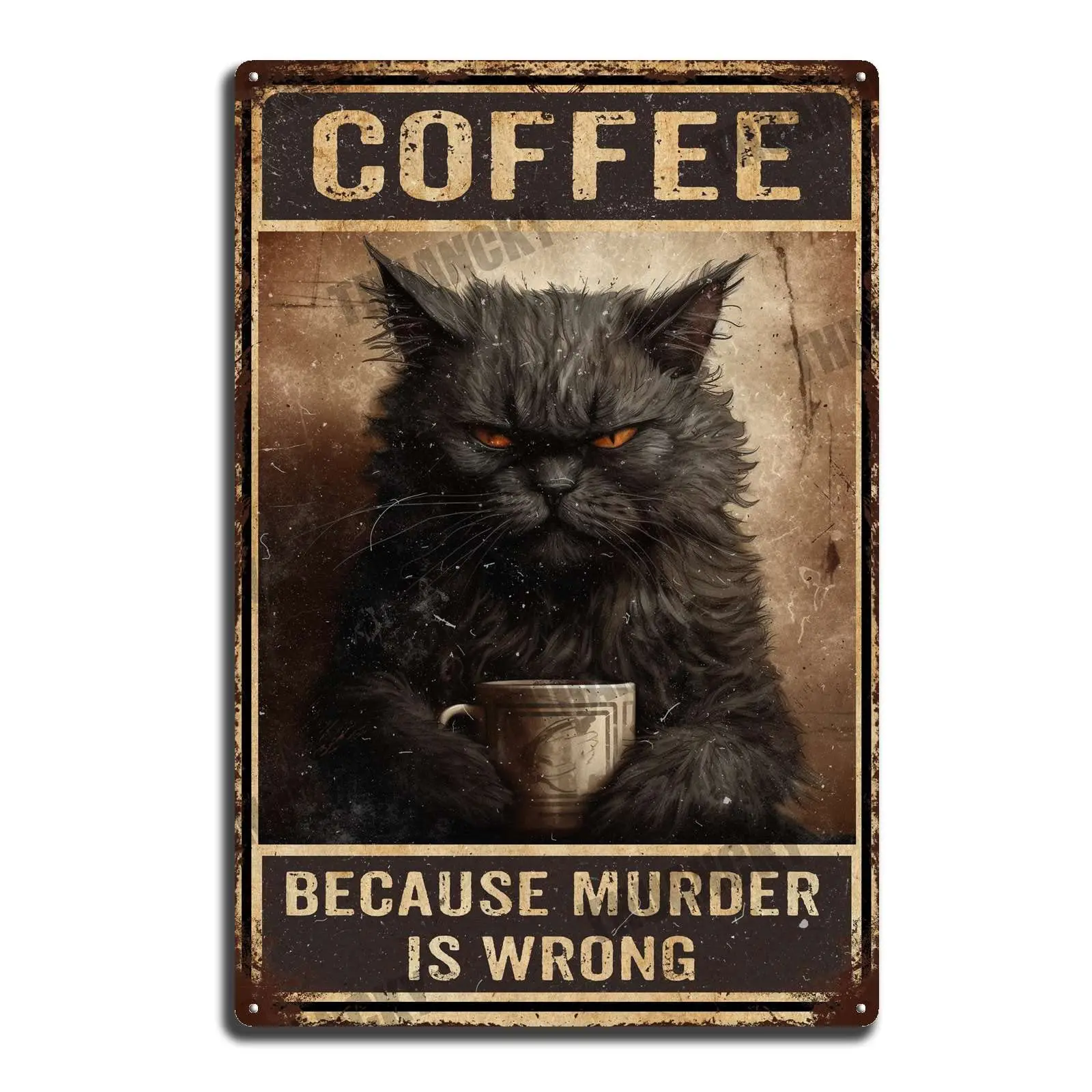 Tin Sign Metal Sign Vintage Kitchen Signs Wall Decor Because Murder Is Wrong Funny Tin Signs Bar Decorations Outdoor Street sign