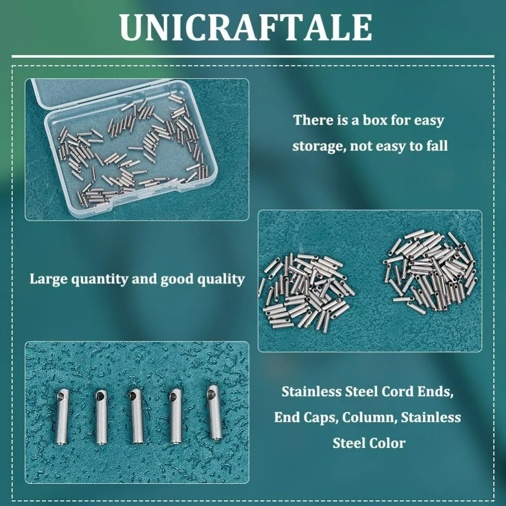 100 قطعة الحبل الفولاذ المقاوم للصدأ ينتهي نهاية قبعات 1 مللي متر القطر الداخلي العمود مخروط الجلود الحبل ينتهي صنع المجوهرات قبعات سوار