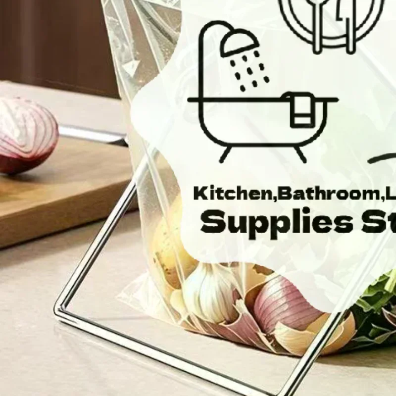 Collapsible Metal Garbage Bag Holder, Kitchen Countertop Trash Bag Support Rack, Portable Storage Organizer Stand