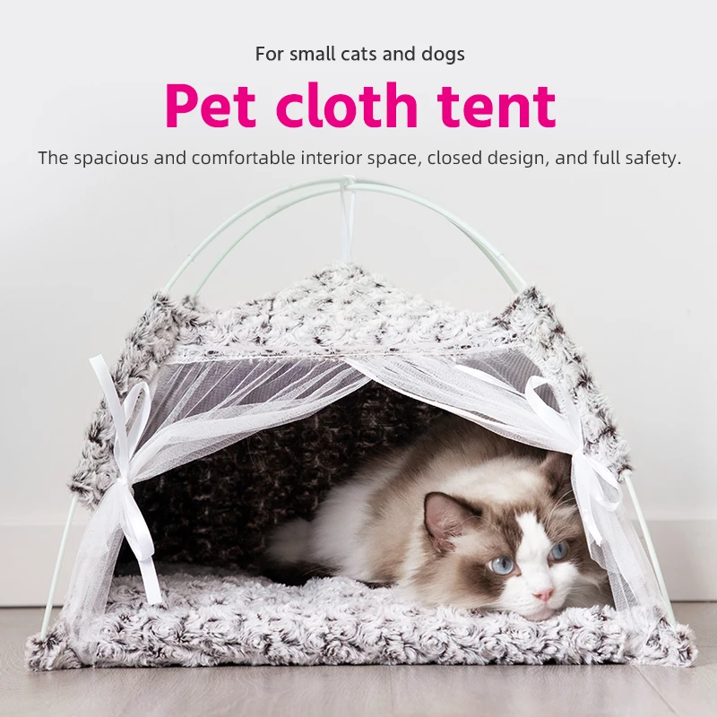 

Portabl Pet Tent House Dog Bed Plush cat nest thickened cat tent warm dog pet tent removable and washable dog kennel with Cush