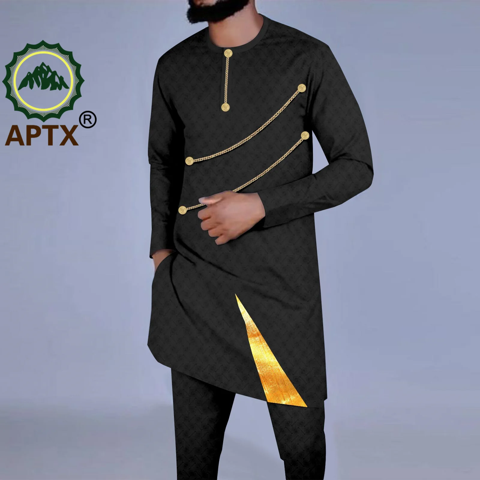 African Clothes for Men Traditional Dashiki Patchwork Long Sleeve O-neck Shirt and Pants Blazer Suit Daily Wedding A2316047