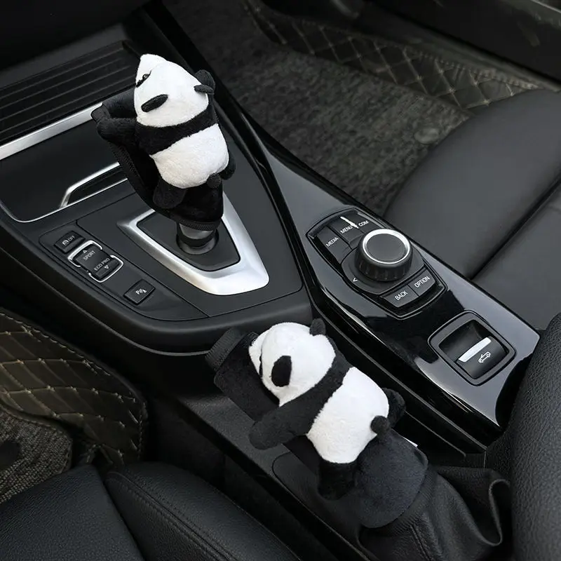 Cute Cartoon Bear Universal Car Accessories Gear Shifter Cover Handbrake Mirror Case Plush Auto Seat Belt Interior Decoration