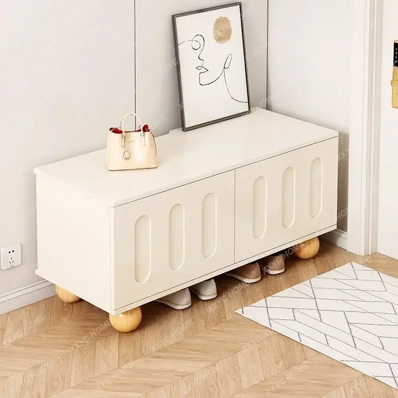 Cream wind door shoe change stool household entrance entrance shoe cabinet seat stool integrated small apartment