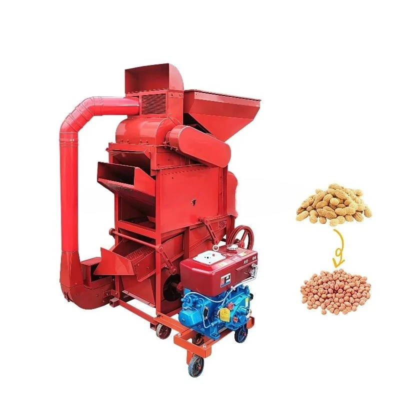 

Large-capacity automatic peanut shell thresher for agricultural crops