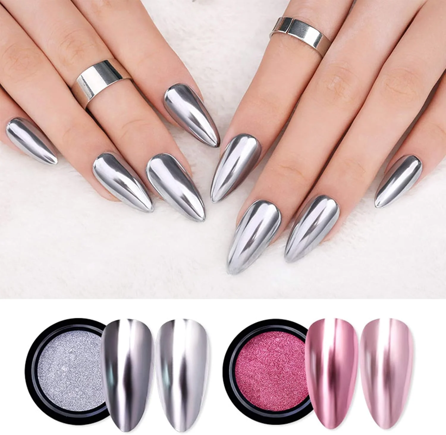 6/16 kleuren lichte kleur effen geleidelijke verandering poeder oogschaduw plaat gemonteerd meisje nagellak aurora spiegel nagel glitter poeder