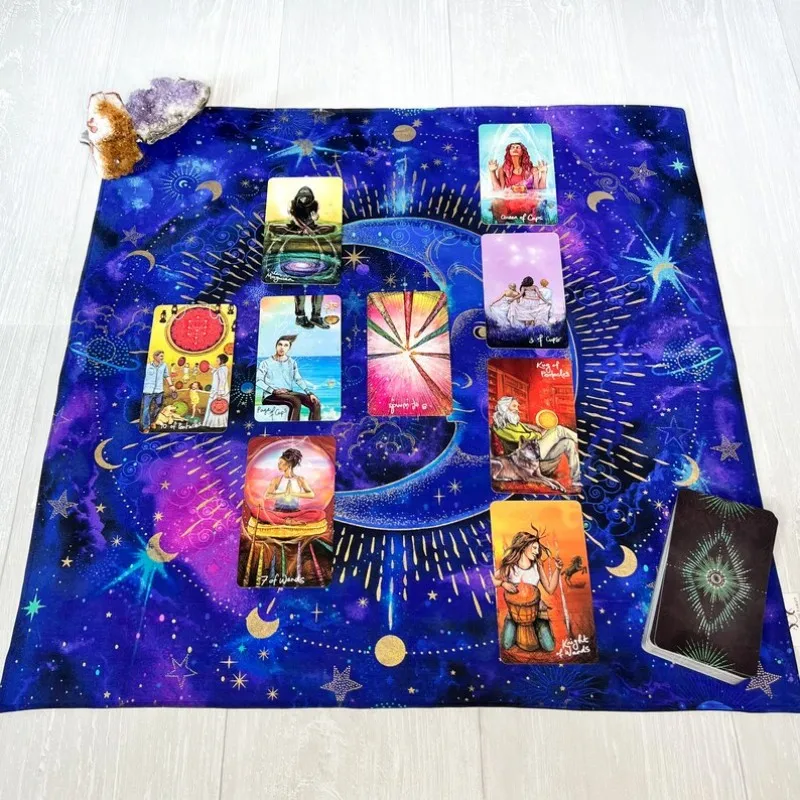 Galaxy Moon Tarot Altar Cloth Starry Sky Astrology Divination Tablecloth Witchcraft Ritual Decor