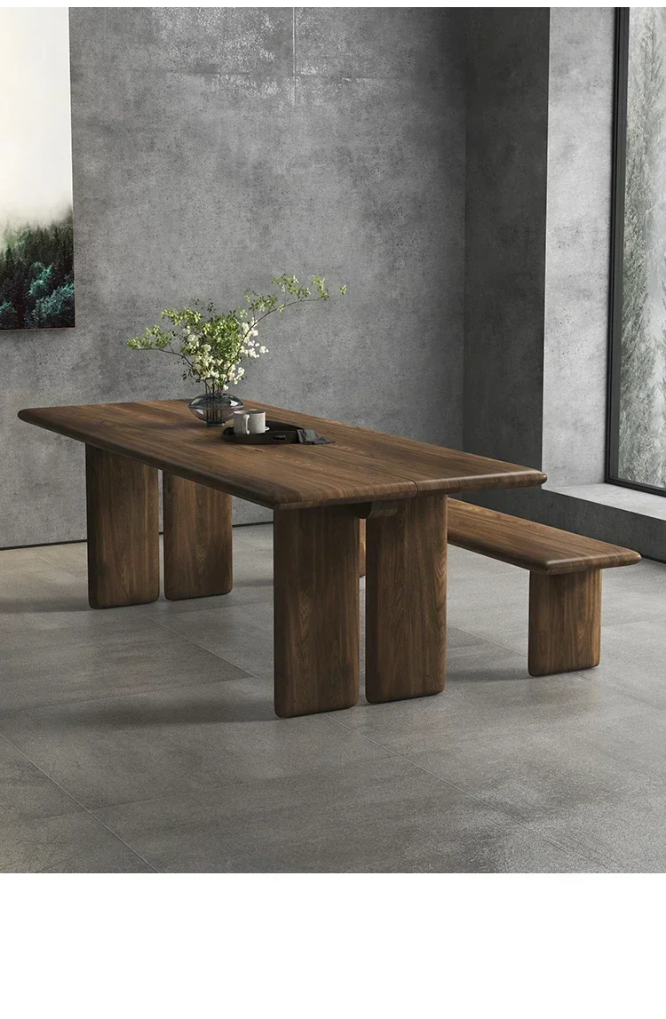 Scandinavian Wabi-sabi Style Solid Wood Dining Table Modern Simple Log Style Dining Table Rectangular Office Desk Workbench